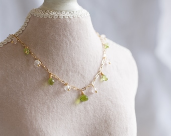 Ellen Natural Peridot Drop Necklace