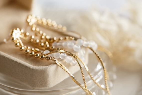 Alessandra White Agate Tassel Earrings