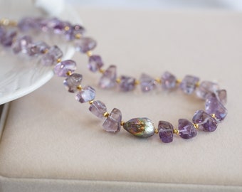 Ophelia Natürlicher Amethyst Februar Geburtsstein Choker Halskette