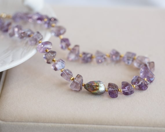 Ophelia Natural Amethyst February Birthstone Choker Necklace
