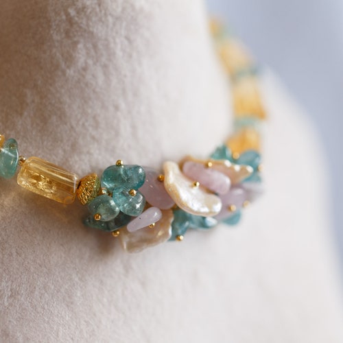Amelia shops Citrine Gemstone Cluster Necklace