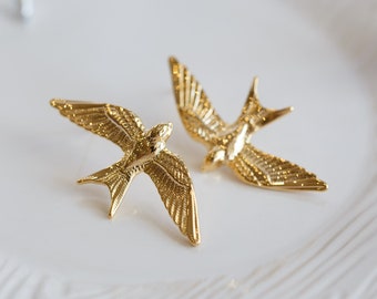 Angelique Swallow Golden Stud Earrings