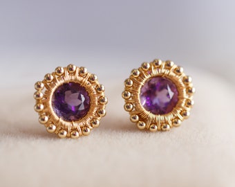 Kinsley February Stone Amethyst Stud Earrings