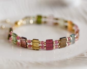 Laila Natural Rainbow Tourmaline Bangle Bracelet