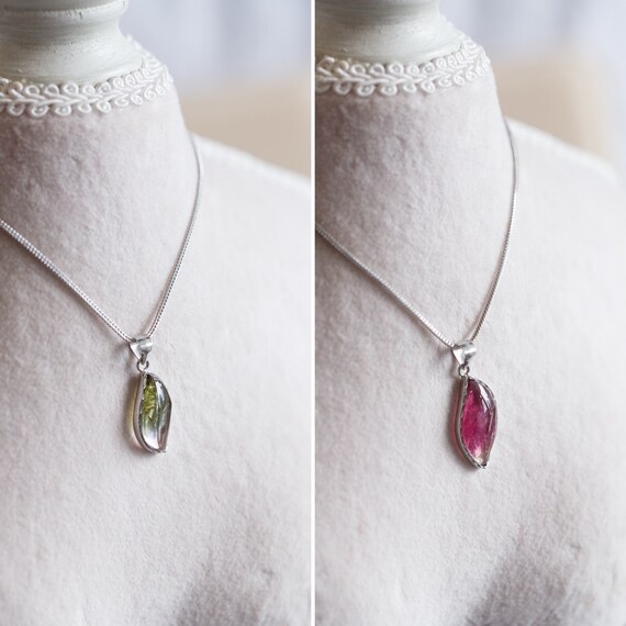 Carly Natural Tourmaline Silver Necklace