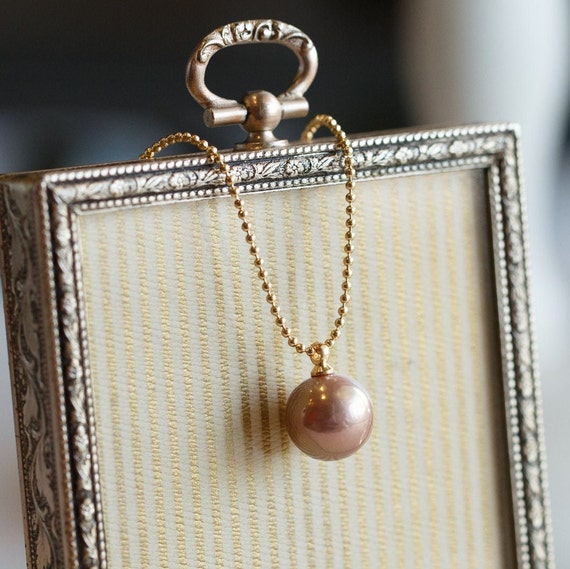 10mm Metallic Colour Edison Pearl Minimalist Necklace #1