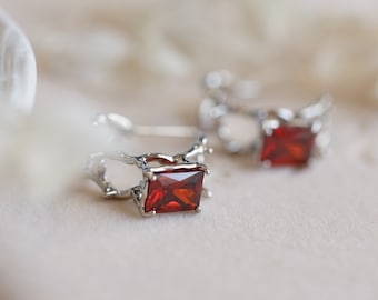 Zoie Red Cubic Half Hoop Earrings