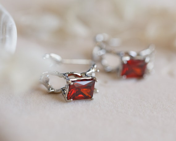 Zoie Red Cubic Half Hoop Earrings