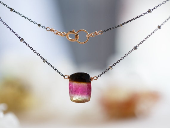 Hattie Tricolour Tourmaline Crystal Necklace