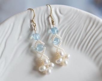 Carina Pearl Aquamarine Earrings