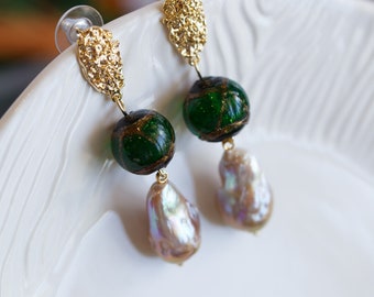 Kimber Metallic Lustre Baroque Pearl Earrings