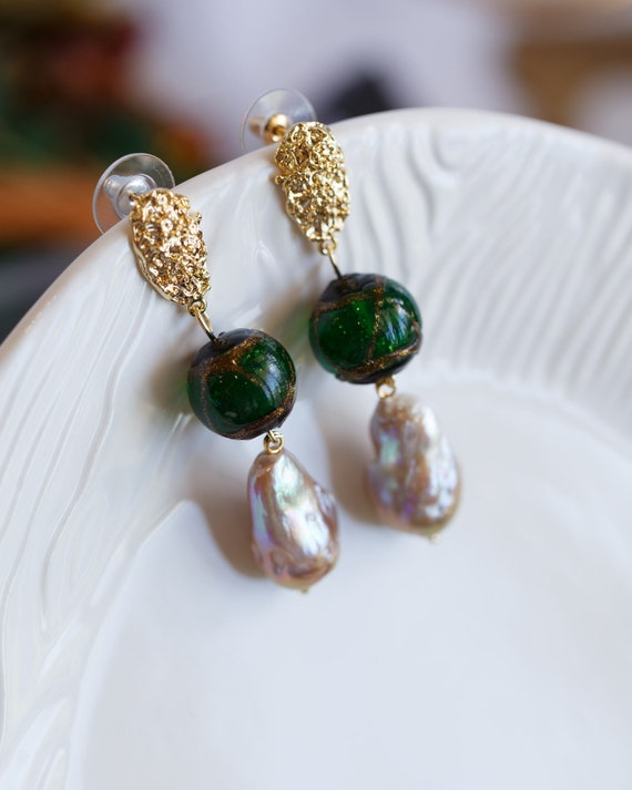 Kimber Metallic Lustre Baroque Pearl Earrings