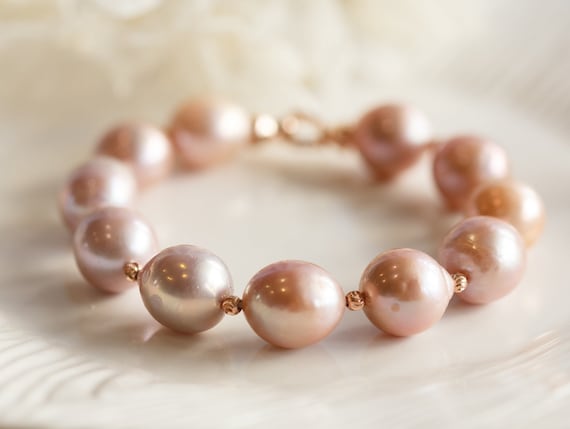 Alena Metallic Purple Baroque Pearl Bracelet #13