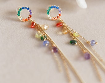 Scarlette Rainbow Gemstone Drop Earrings