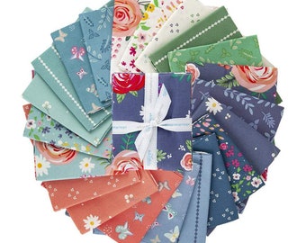 21 FE/FQ/QY/Hy Poppy & Posey Fabric Bundle, 21pc Fat Eighth/Fat Quarter/Quarter Yd/Half Yd Cut Option, Dodi Lee Poulsen Riley Blake, Floral