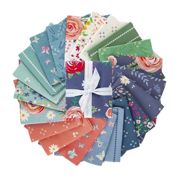 21 FE/FQ/QY/Hy Poppy & Posey Fabric Bundle, 21pc Fat Eighth/Fat Quarter/Quarter Yd/Half Yd Cut Option, Dodi Lee Poulsen Riley Blake, Floral