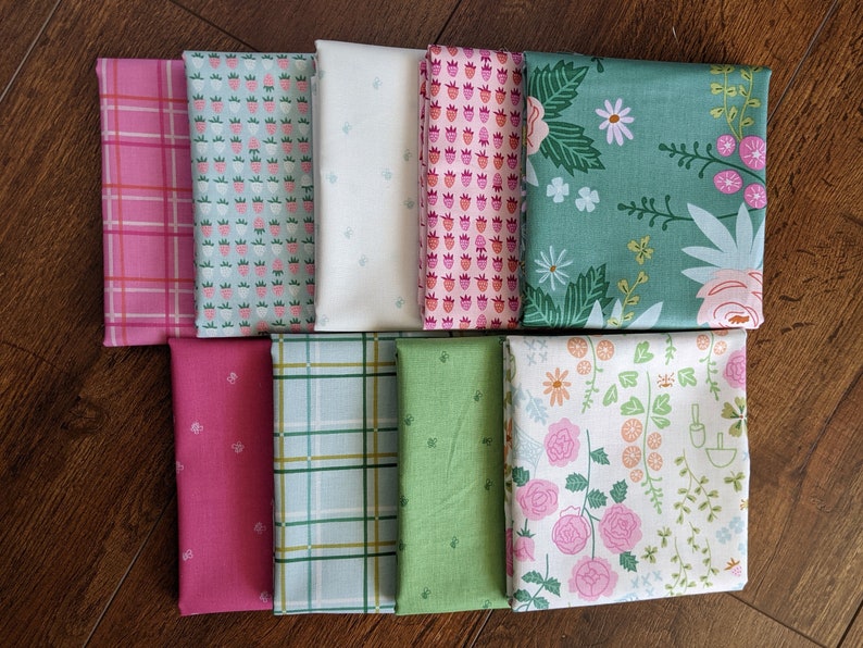 9pc FQ/HY New Dawn Fabric Bundle, Half Yard or Fat Quarter Cuts, Designed by Citrus & Mint for Riley Blake, Precut, Spring Floral Bee Rose image 4