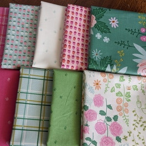 9pc FQ/HY New Dawn Fabric Bundle, Half Yard or Fat Quarter Cuts, Designed by Citrus & Mint for Riley Blake, Precut, Spring Floral Bee Rose image 5