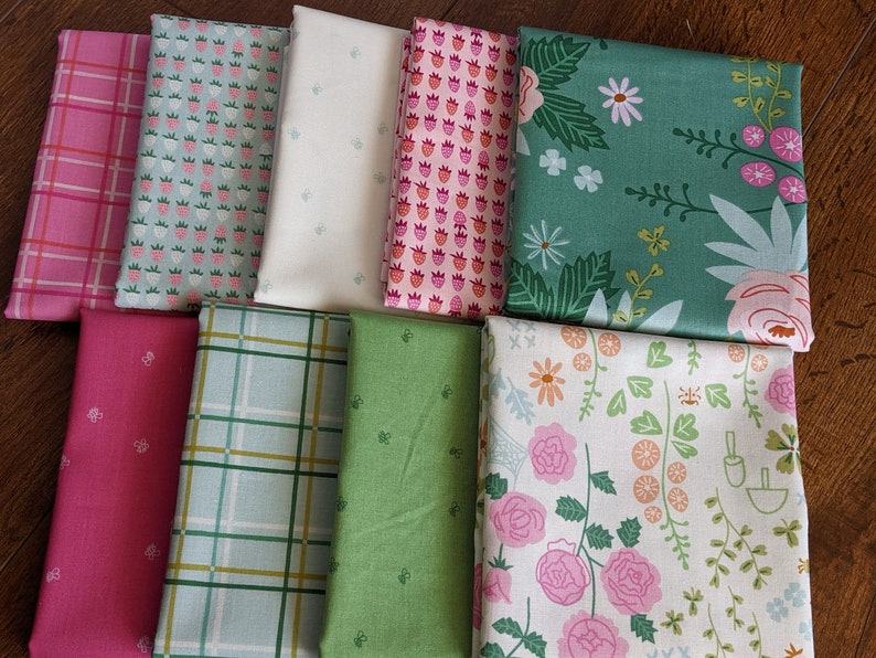 9pc FQ/HY New Dawn Fabric Bundle, Half Yard or Fat Quarter Cuts, Designed by Citrus & Mint for Riley Blake, Precut, Spring Floral Bee Rose image 5