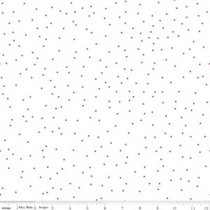 Red Pin Dot Fabric, Sold by Half Yard Cuts, Lori Holt for Riley Blake Designs, Basic, Scattered Red on White Dot