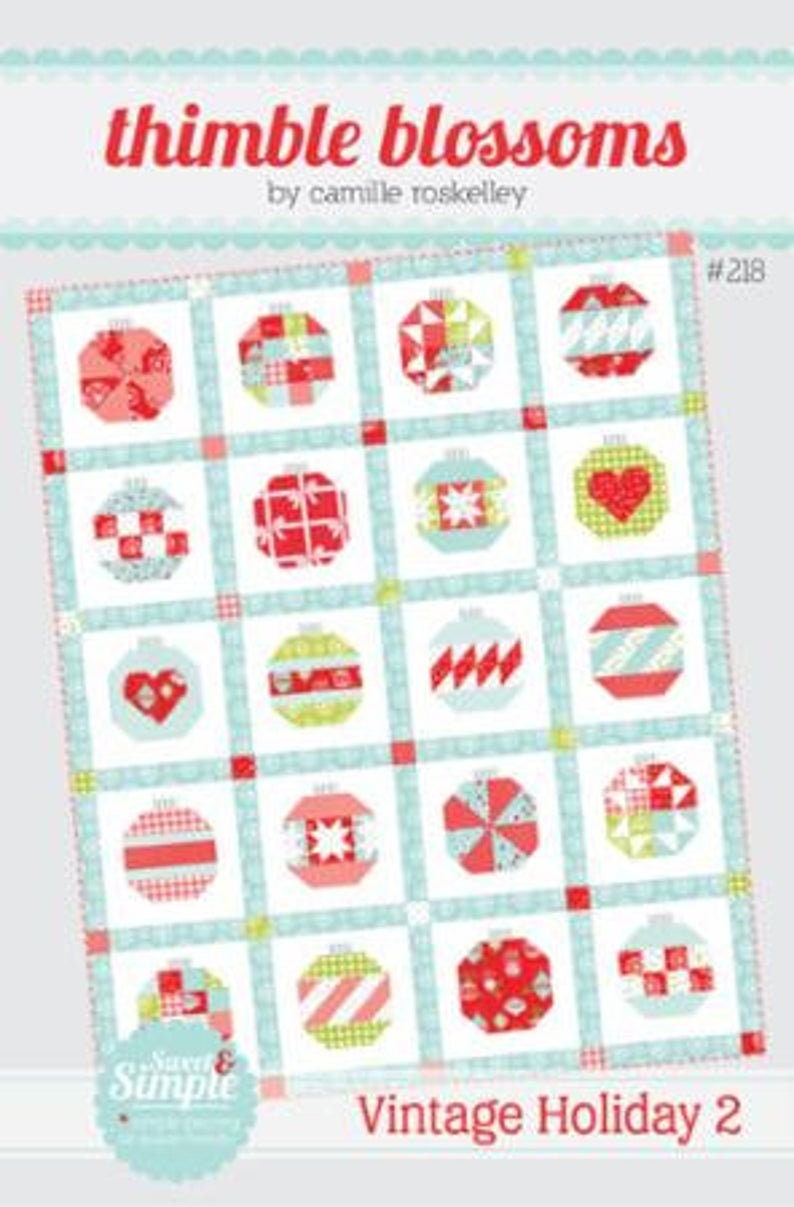 Vintage Holiday 2 Paper Quilt Pattern By Thimble Blossoms Fat Quarter Quilt Pattern 58x72 Throw Quilt Pattern Christmas Quilt Pattern