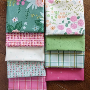 9pc FQ/HY New Dawn Fabric Bundle, Half Yard or Fat Quarter Cuts, Designed by Citrus & Mint for Riley Blake, Precut, Spring Floral Bee Rose image 3