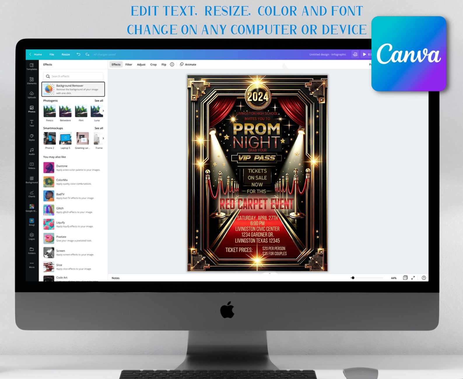 Red Carpet VIP Prom Invitation, Editable Template Digital Download - Etsy