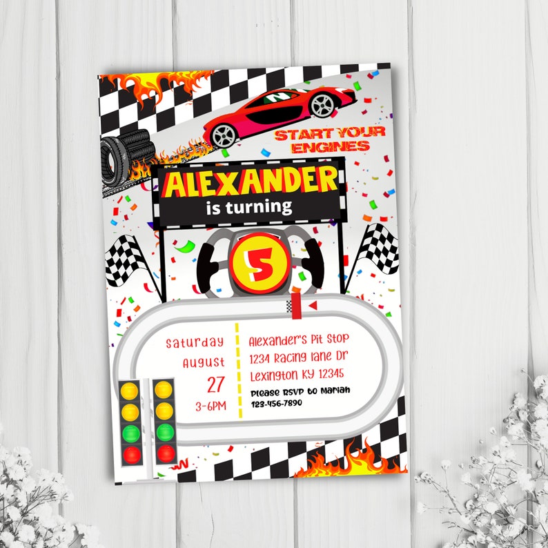 Porsche Cars Funny Birthday Invitation, Race Car Birthday Party, Race