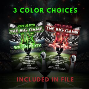 Big Game Football Party Invitation Template – Editable Watch Party Invite, Printable Digital Download image 2