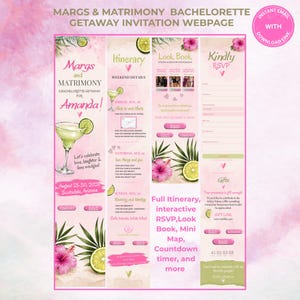 Bachelorette Website Template | Mobile Itinerary, RSVP, Lookbook, Digital Invite | Margs and Matrimony
