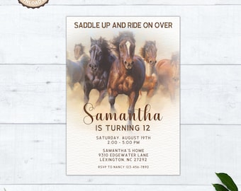 Horse Birthday Invitation | Rustic Western Party Canva Template