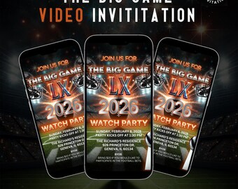 The Big Game Video Invitation – | Instant Download, Animated Watch Party Editable evite