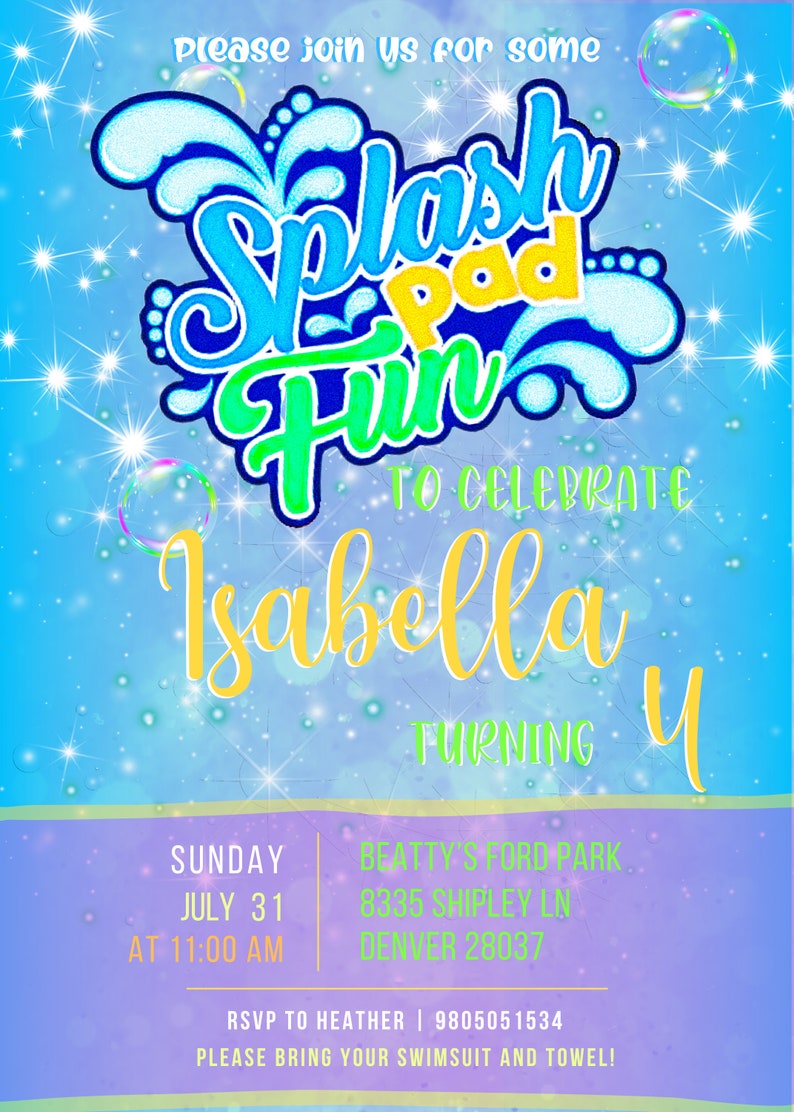 Splash Pad Birthday Invitation Splash Pad Fun Invite Digital Etsy