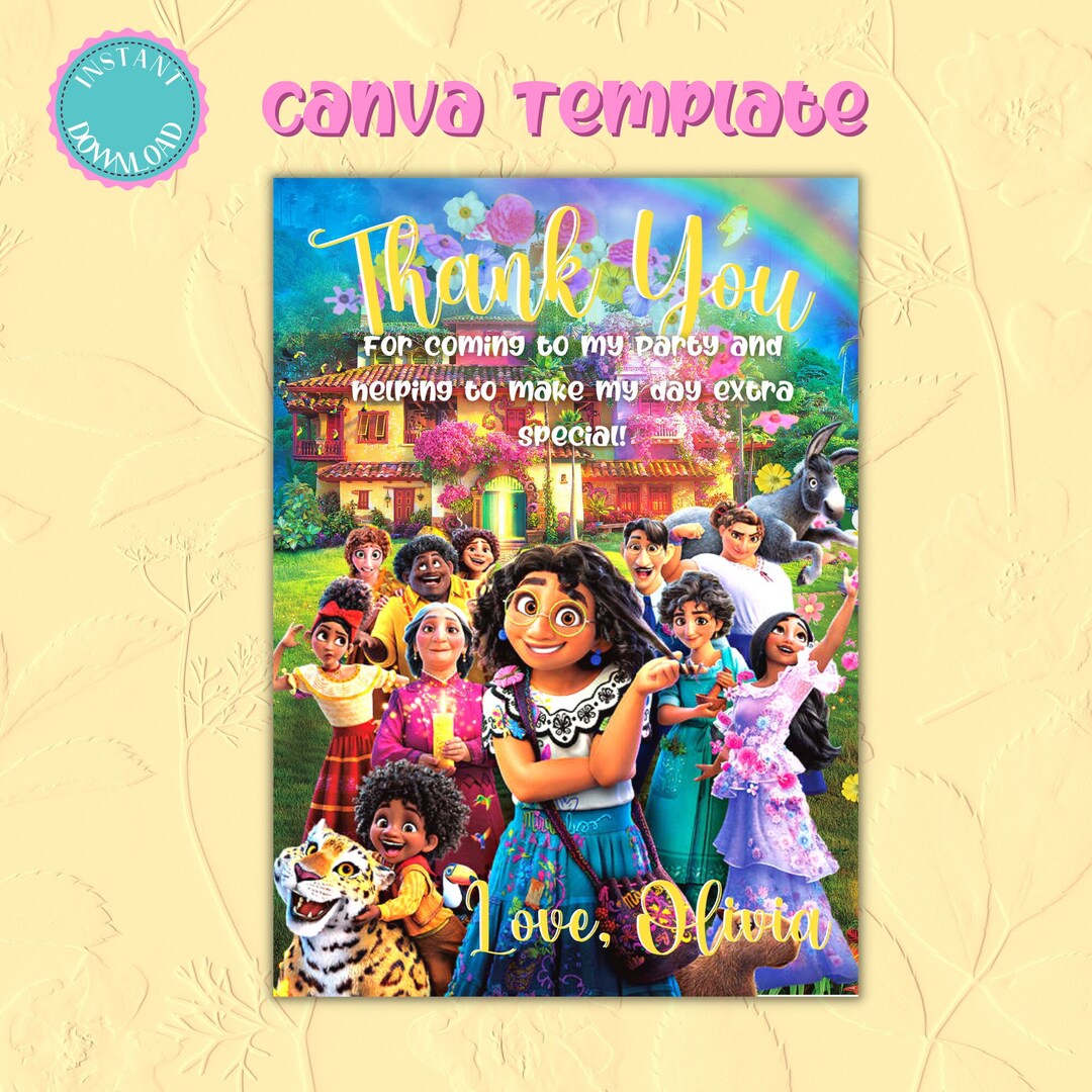 Mirabel Encanto Thank You Card Digital Download Canva Template