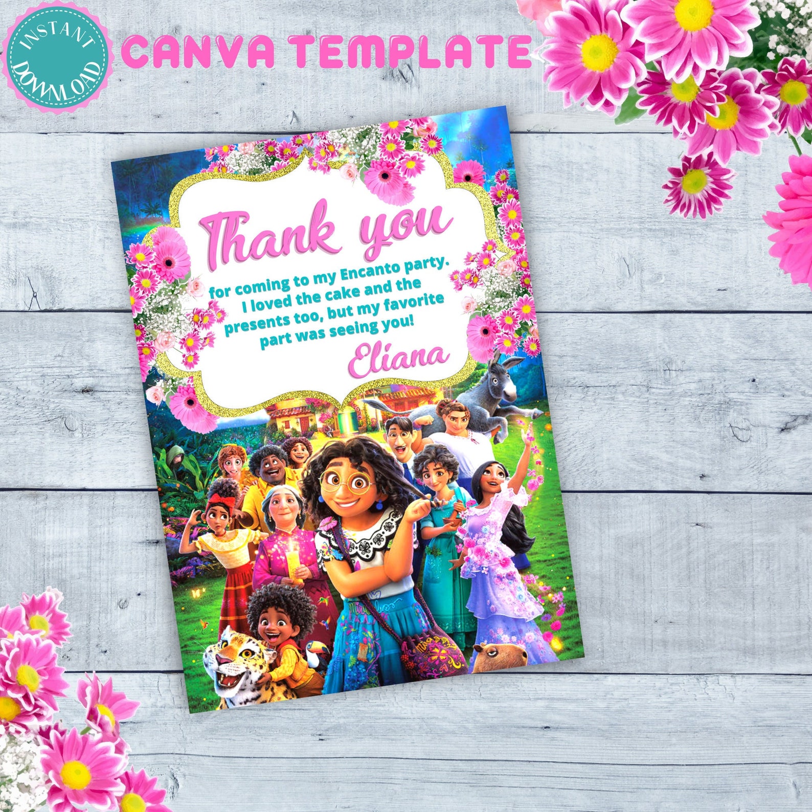 Mirabel Encanto Thank You Card Digital Download Canva Template Etsy India