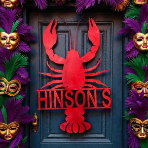 Crawfish Monogram Door Hanger, Louisiana Style image 2