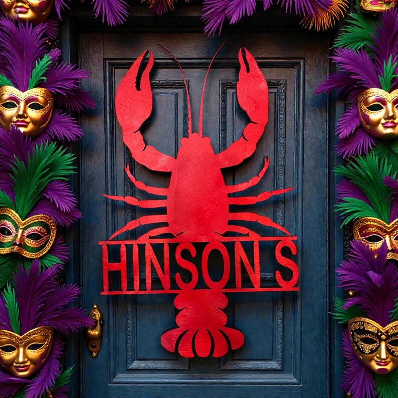 Crawfish Monogram Door Hanger, Louisiana Style image 2