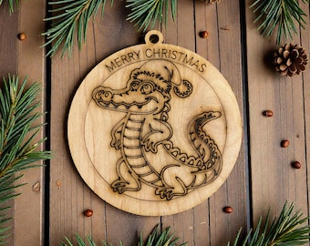 Adorno navideño de caimán de Luisiana, perfecto para los amantes de los pantanos de Luisiana.