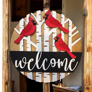 Red birds door hanger