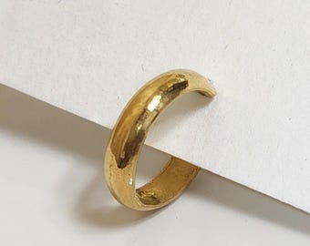 Hand Forged 24k Solid Gold Huggie Earrings: Artisan Jewelry