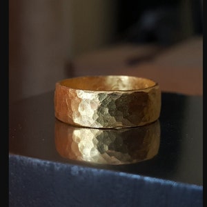 24k wedding band//24k yellow gold//artisan hammered handmade//fine gold ring/ mans gold ring//unisex solid gold//24k gold wedding band ring