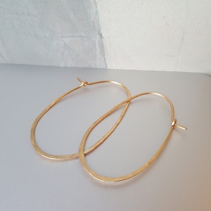 Large 2 inch Solid 18k Gold Hoops • Big Gold Hoops • Thick Gold Hoop Earrings • Eye-Catching Hammered Yellow Gold Hoops