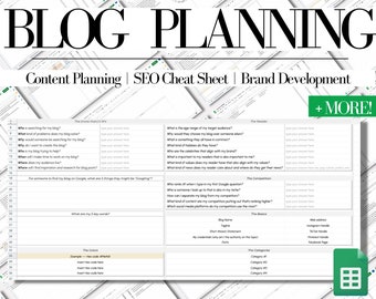 Blog Spreadsheet Planner | Google Sheets Digital Planner | Annual Planner | SEO  List | Blogging Schedule | Sheets Template | Instant Access