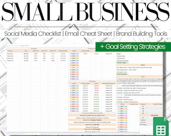 Small Business Spreadsheet Planner | Google Sheets Digital Planner | Seller Planner | Sheets Template | Brand Builder | Goals Tracker