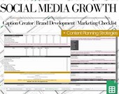 Social Media Checklist | Google Sheets Digital Planner | Growth Planner | Sheets Template | Brand Builder | Goals Tracker | Social Planner