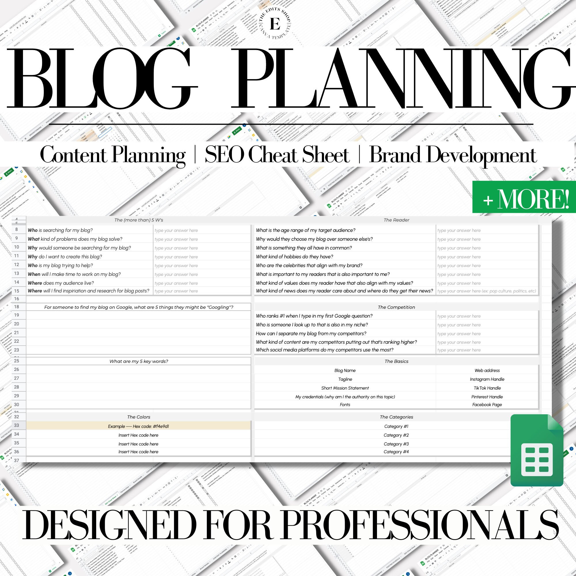 Blog Spreadsheet Blog Spreadsheet Planner | Google Sheets Digital Planner | Annual ...