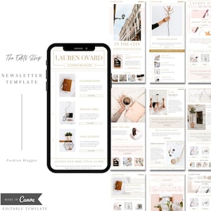 10 Page Blog Email Marketing Template | Editable Canva Template | Modern E-mail Newsletter Template | ConvertKit | Fashion News | Mailchimp