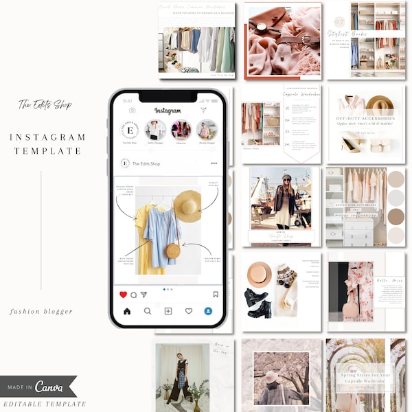 Fashion Instagram Post Template | Fashion Influencer | Style Canva Template | IG Engagement | Social Media | White Template | Blogger