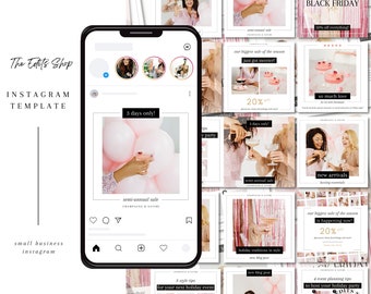 Plantilla de publicación de Instagram elegante / Diseño simple / minimalista / Plantilla de redes sociales / Boutique de marca / Boletín informativo coincidente / Comercio electrónico