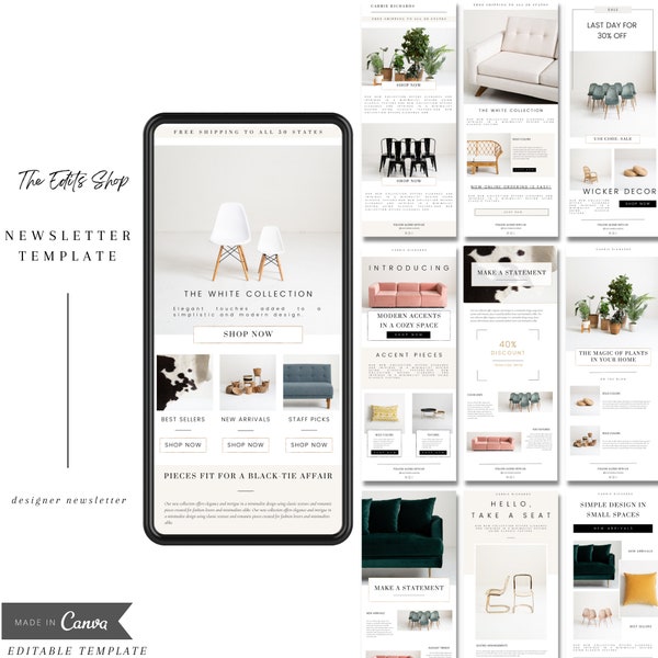 E-Business Marketing Template | Bearbeitbares Canva Template | E-Mail-Newsletter-Vorlage | Sofort Download | Boutique Newsletter | E-Blast